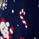 Jersey de Navidad para Hombre Azul Marino Papá Noel y Muñecos de Nieve Detalle