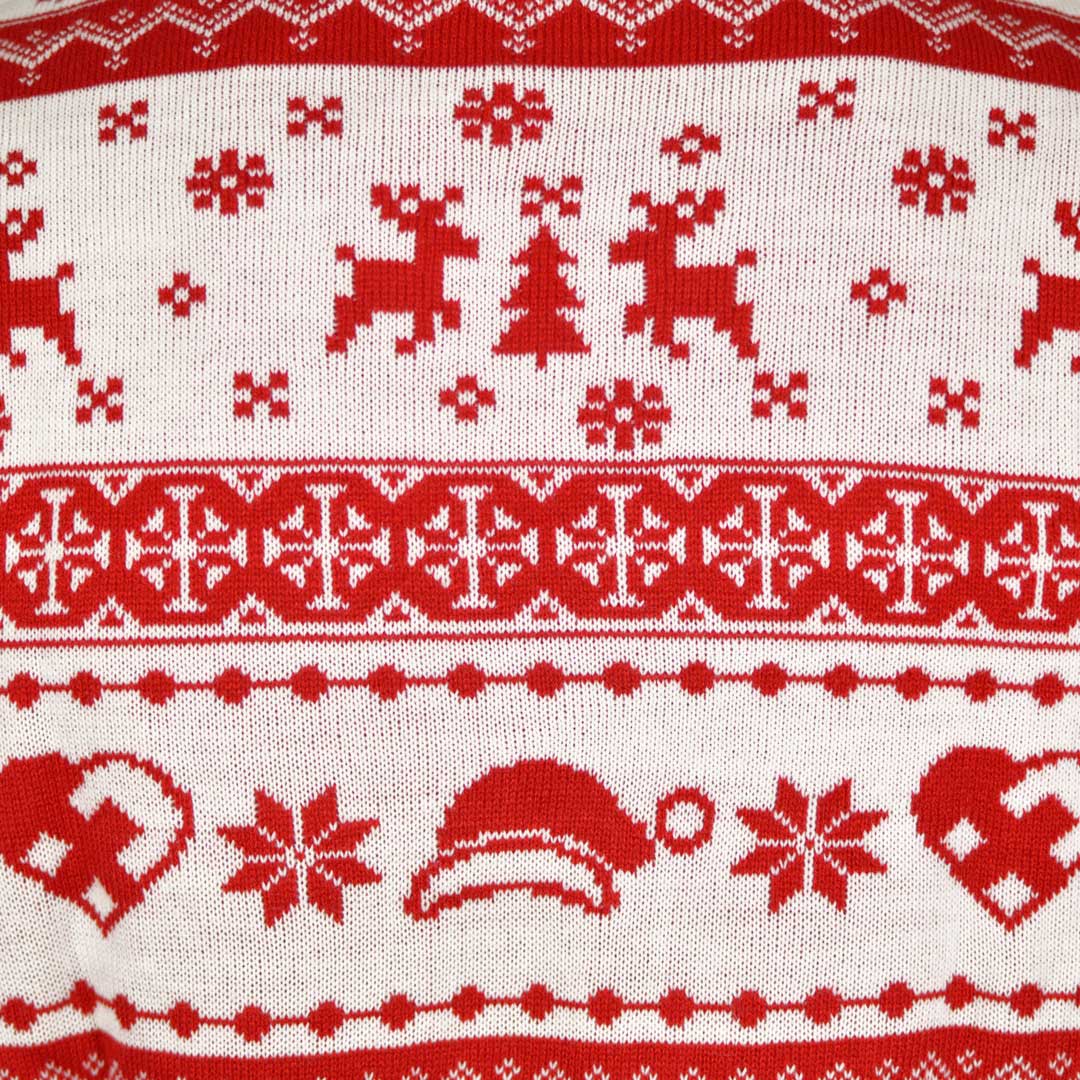 Jersey de Navidad para Hombre Cenefas Rojo y Blanco Detalle