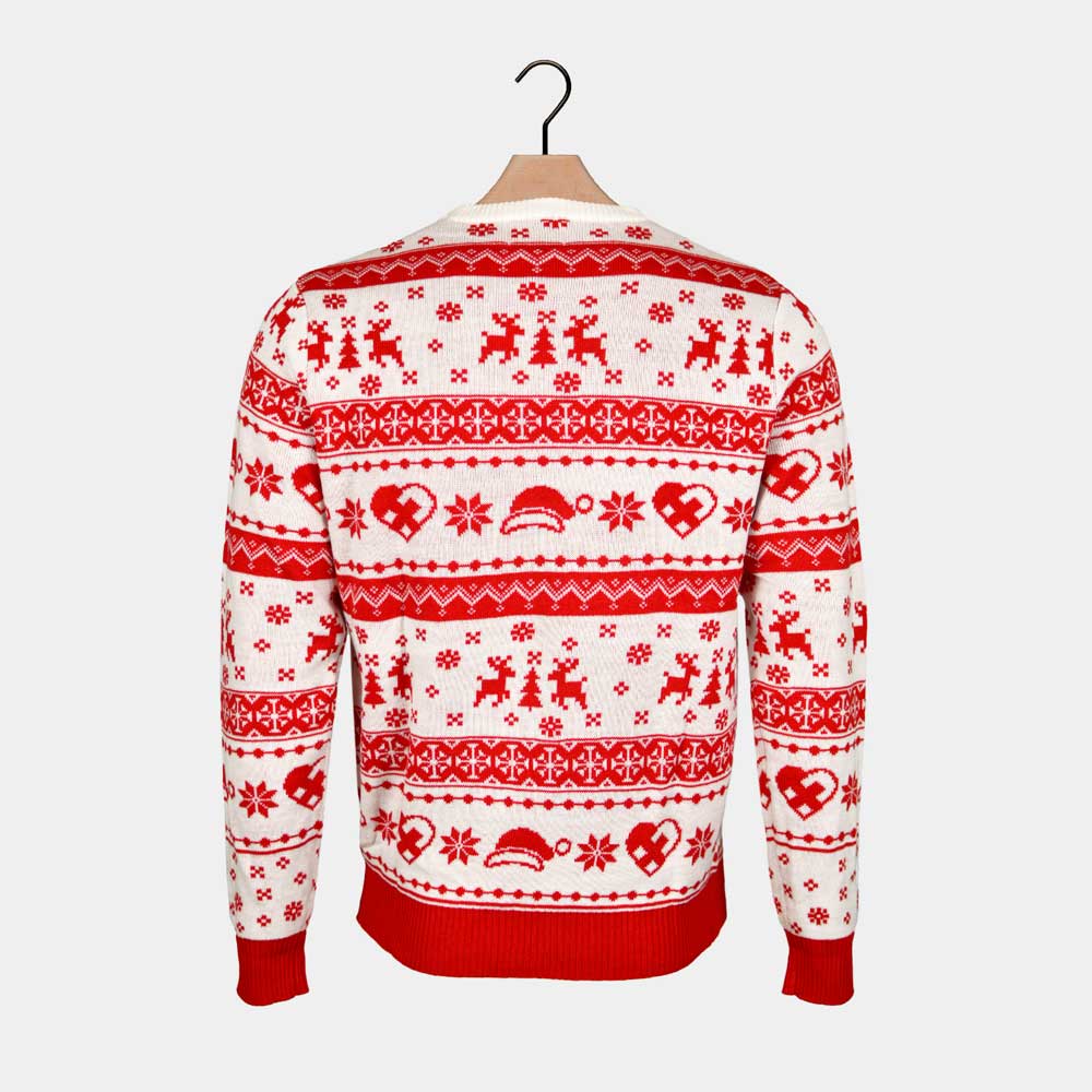 Jersey de Navidad para Hombre Cenefas Rojo y Blanco Espalda