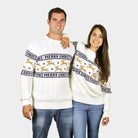 Jersey de Navidad para Hombre Elegante Blanco con Renos parejas