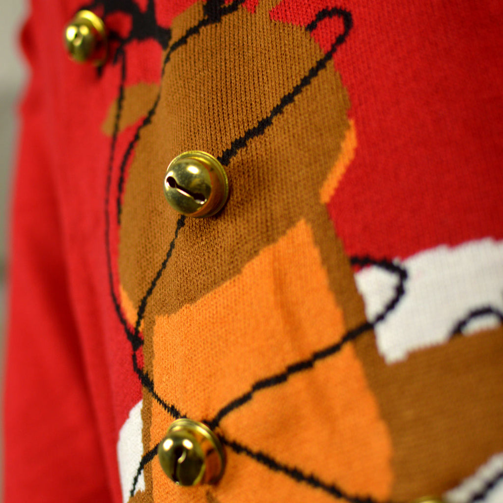 Jersey de Navidad para Hombre Jingle Bells Suck Rojo Cascabeles 3D Detalle espalda