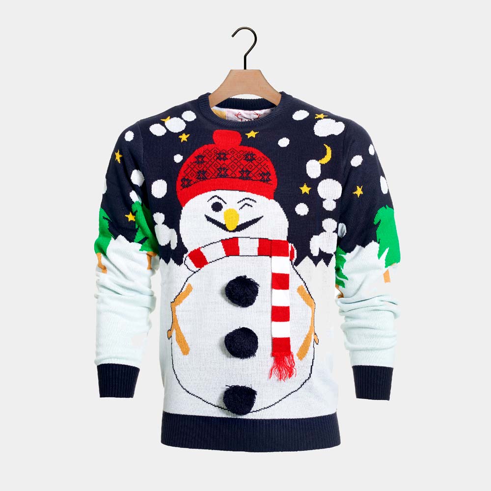 Jersey de Navidad para Hombre Muñeco de Nieve en 3D