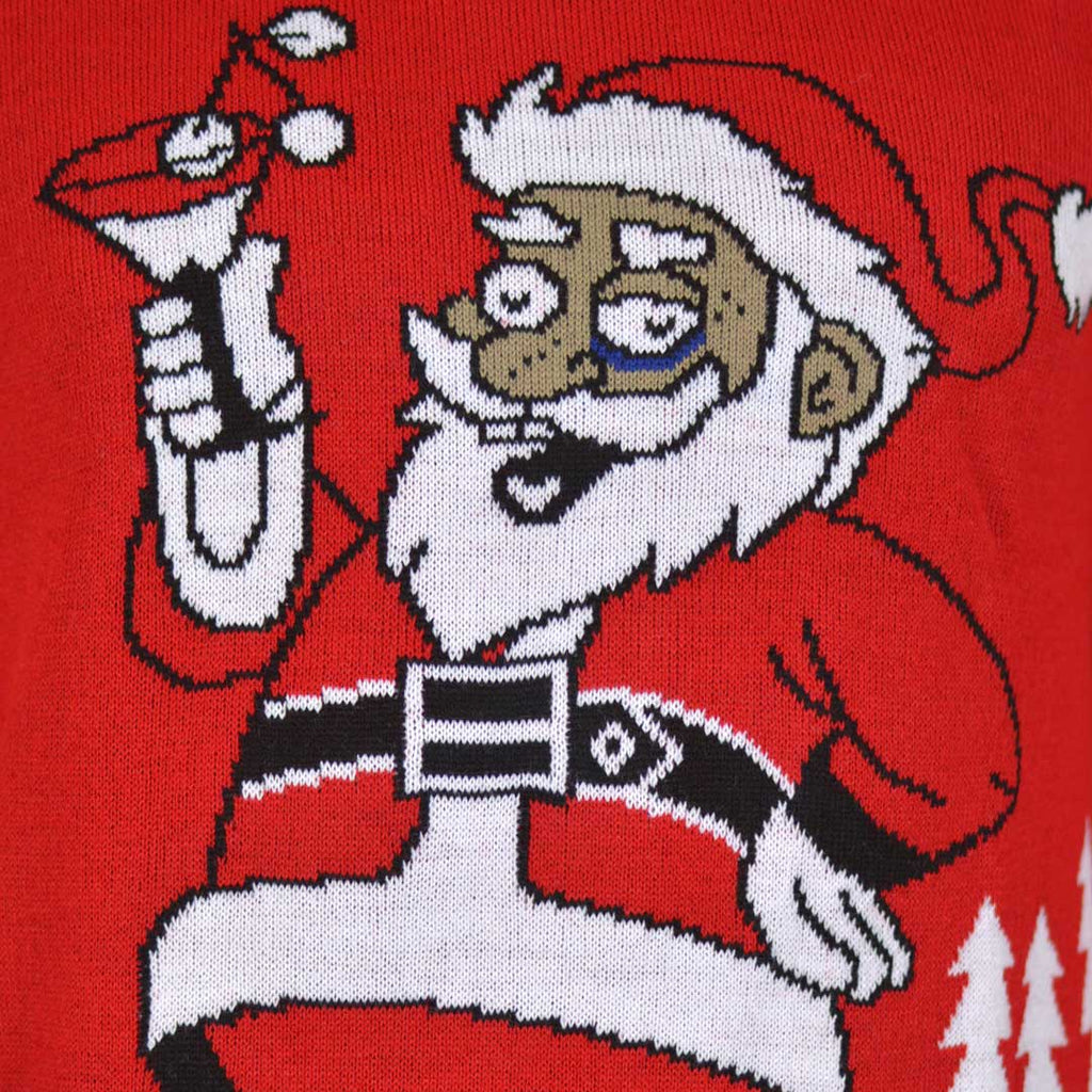 Jersey de Navidad para Hombre Rojo Papá Noel con un Martini Detalle