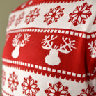 Jersey de Navidad para Hombre con Renos y Nieve Rojo Detalle Cenefa