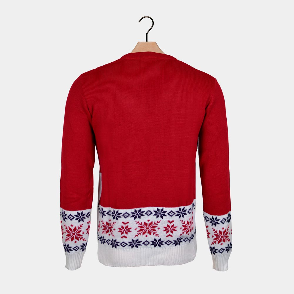 Jersey de Navidad para Hombre Rojo con Reno Patinando Espalda