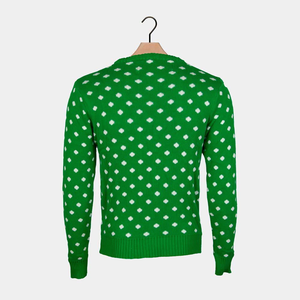 Jersey de Navidad para Hombre Verde Reno con Gorro en 3D Espalda