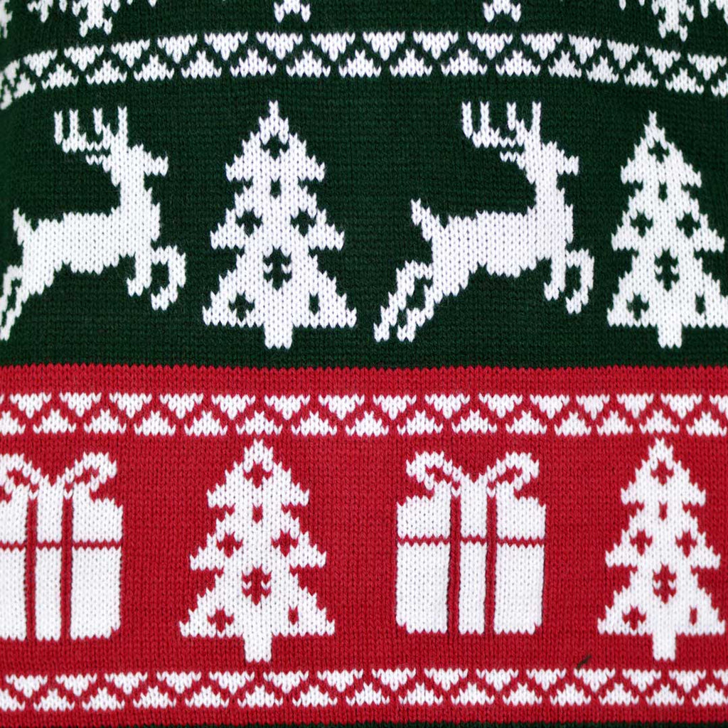Jersey de Navidad para Hombre Verde Rojo y Blanco Merry Christmas Detalle