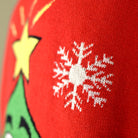 Jersey de Navidad para Mujer Árbol de Navidad Sonriente Rojo Detalle Nieve