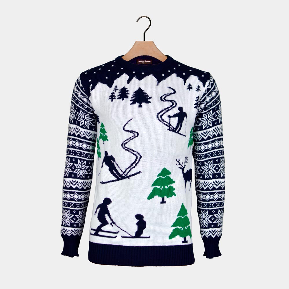 Jersey de Navidad para Mujer Pista de Ski Esquiadores