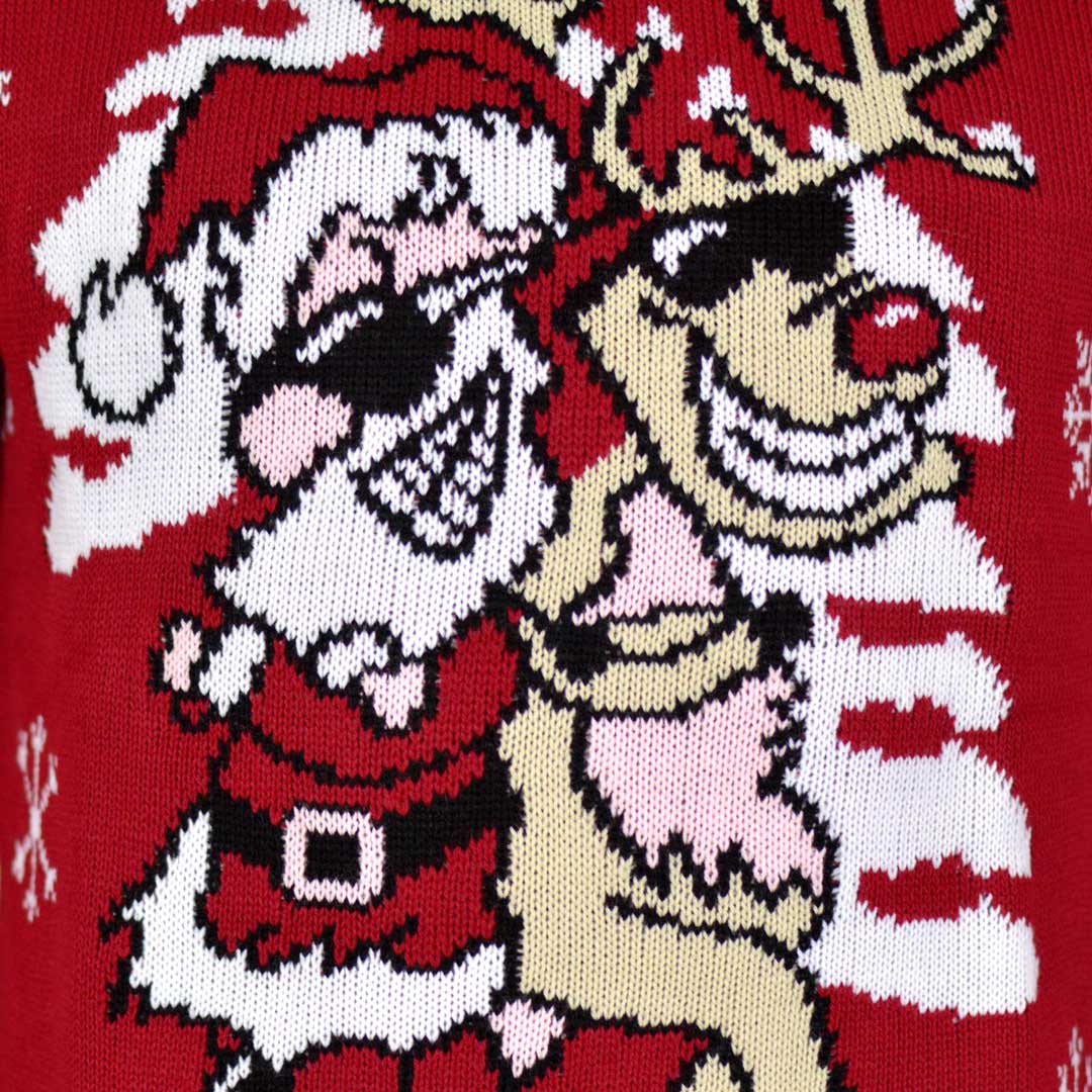 Jersey de Navidad para Mujer Santa y Reno con Gafas de Sol Detalle