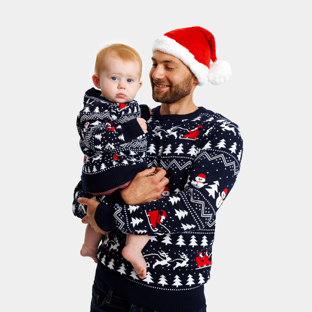 Jersey de Navidad para Niños con Árboles, Muñecos y Papá Noel Algodón Orgánico familia