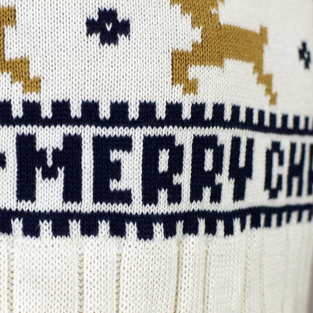 Jersey de Navidad para Niña y Niño Elegante Blanco con Renos Algodón Orgánico Detalle