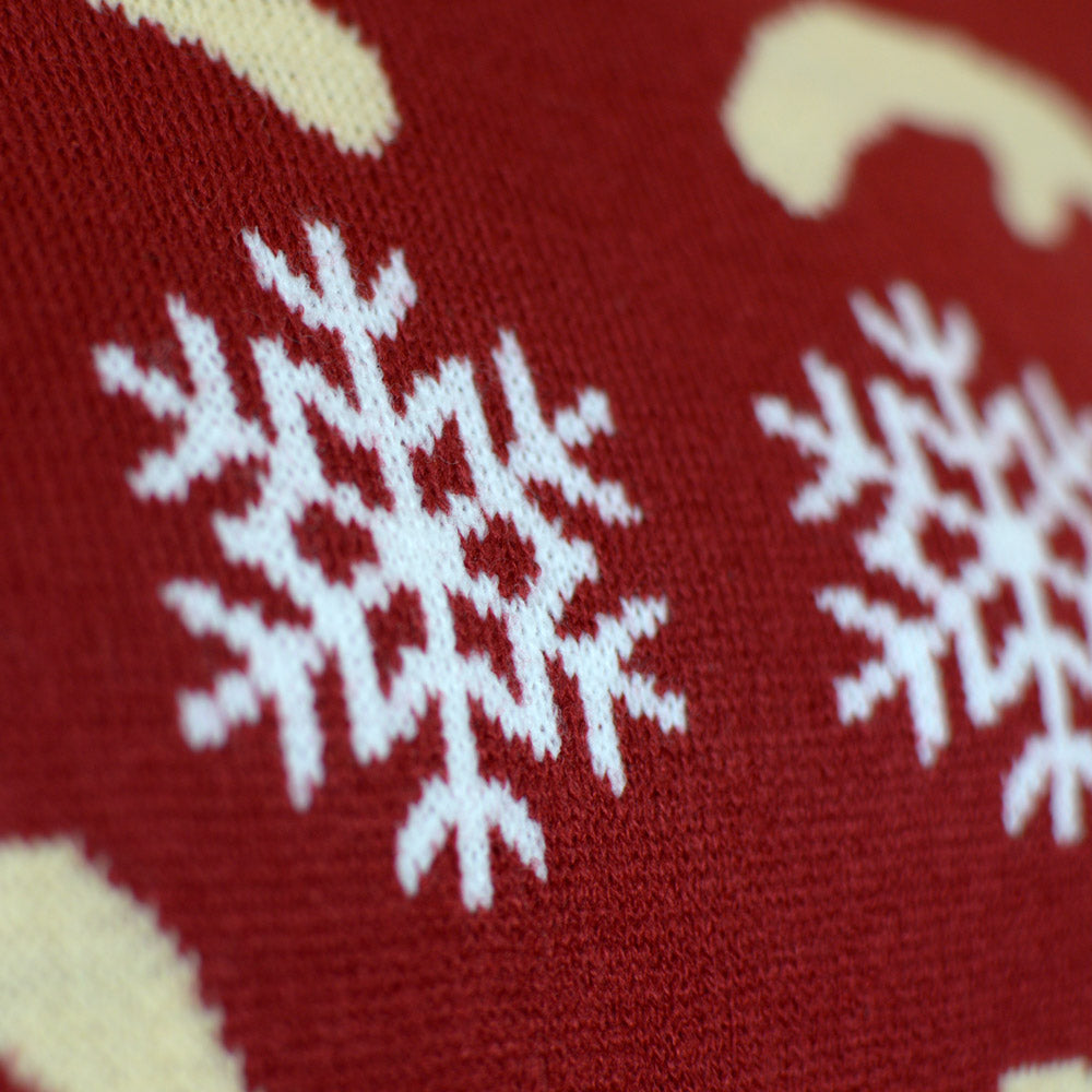 Jersey de Navidad para Niña y Niño Reno Rudolph Rojo Detalle Nieve