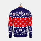 Jersey de Navidad para Niña y Niño Renos y Corazones Azul y Rojo Espalda