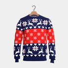 Jersey de Navidad para Niña y Niño Renos y Corazones Azul y Rojo