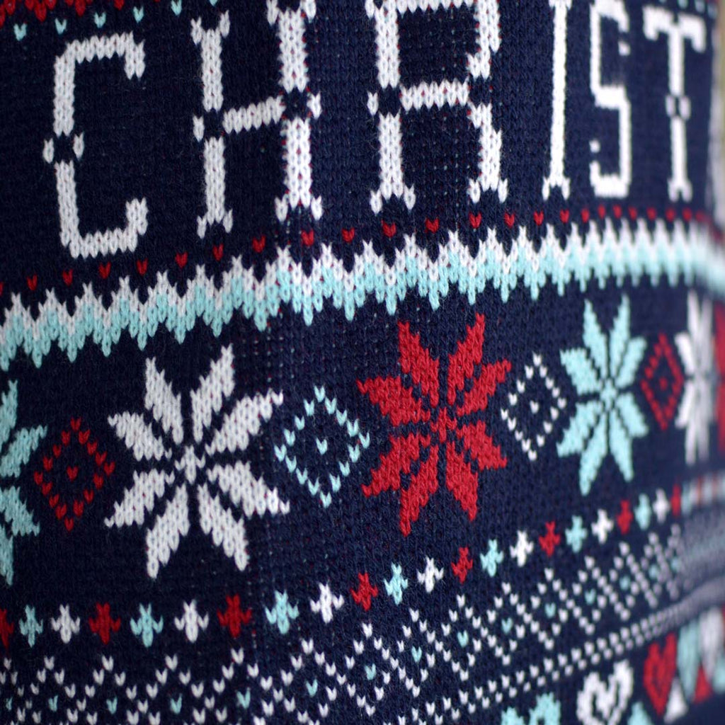 Jersey de Navidad Parejas Merry Christmas Azul Marino Detalle Nieve