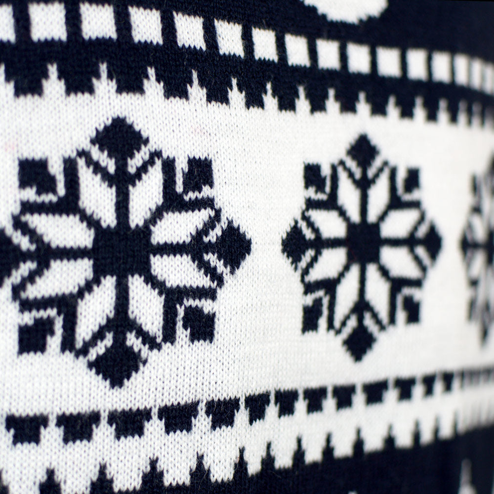 Jersey de Navidad Parejas con Renos y Nieve Azul detalle