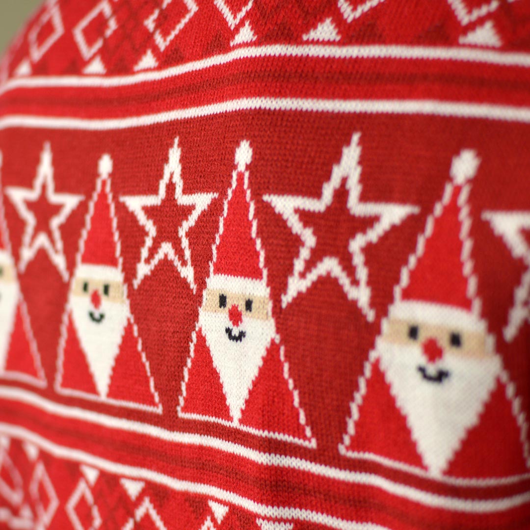 Jersey de Navidad Parejas Rojo Santa Claus Cenefa Detalle