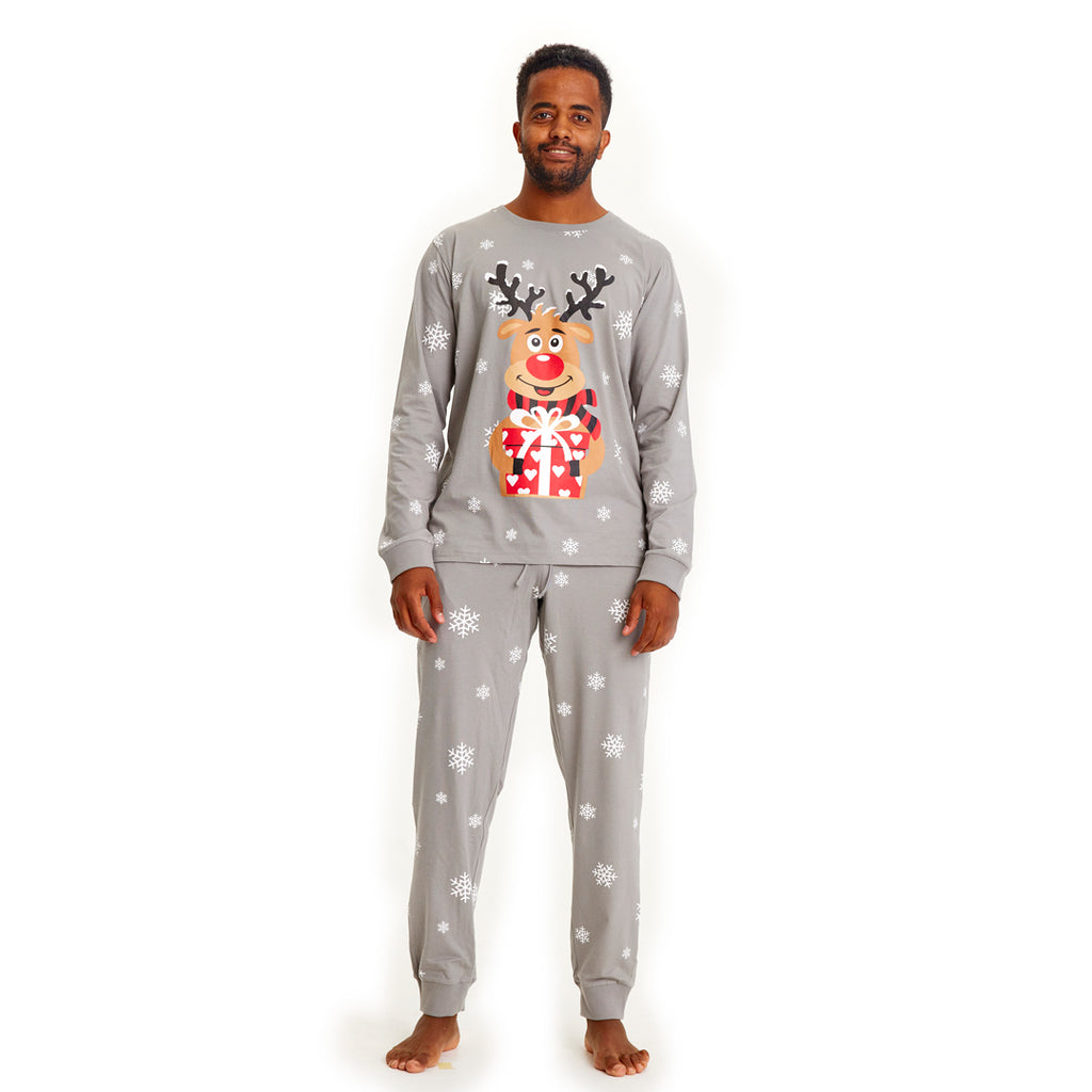 Pijama de Navidad Adultos Unisex Gris Reno Rodolfo Hombre