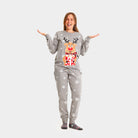 Pijama de Navidad Adultos Unisex Gris Reno Rodolfo