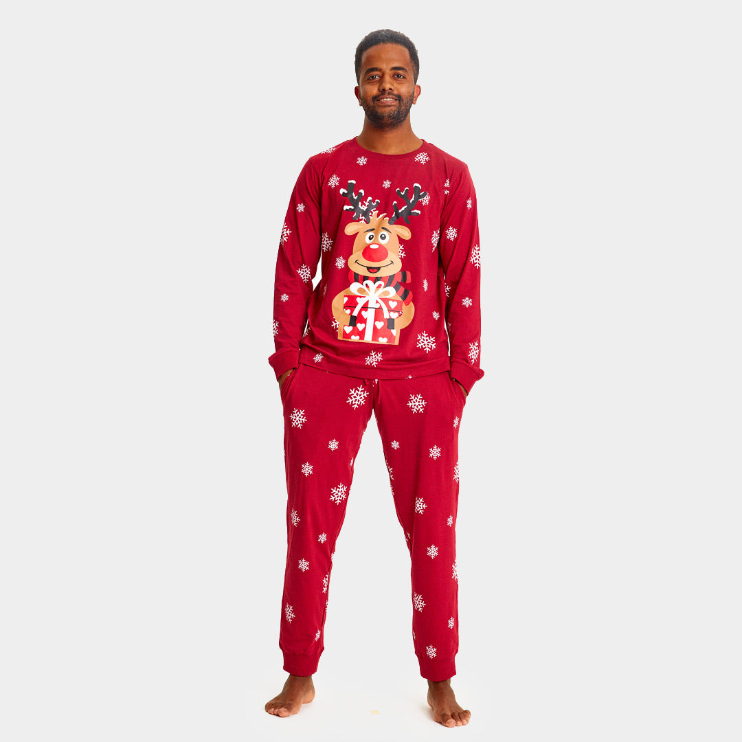 Pijama de Navidad Adultos Unisex Rojo Reno Rodolfo