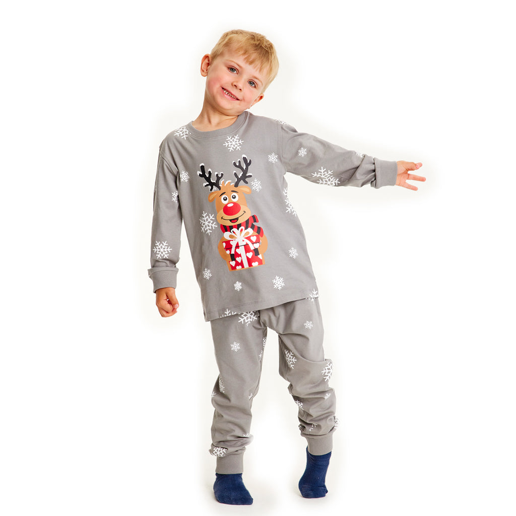 Pijama de Navidad para Niños Gris Reno Rodolfo