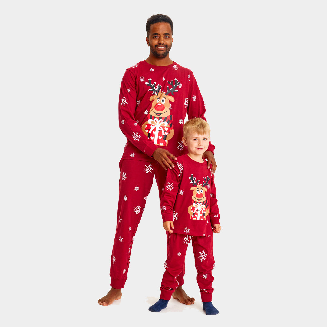 Pijama de Navidad para Niños Rojo Reno Rodolfo Hombre